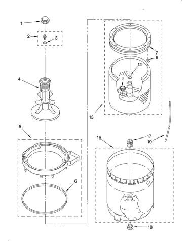 Agitator, basket and tub