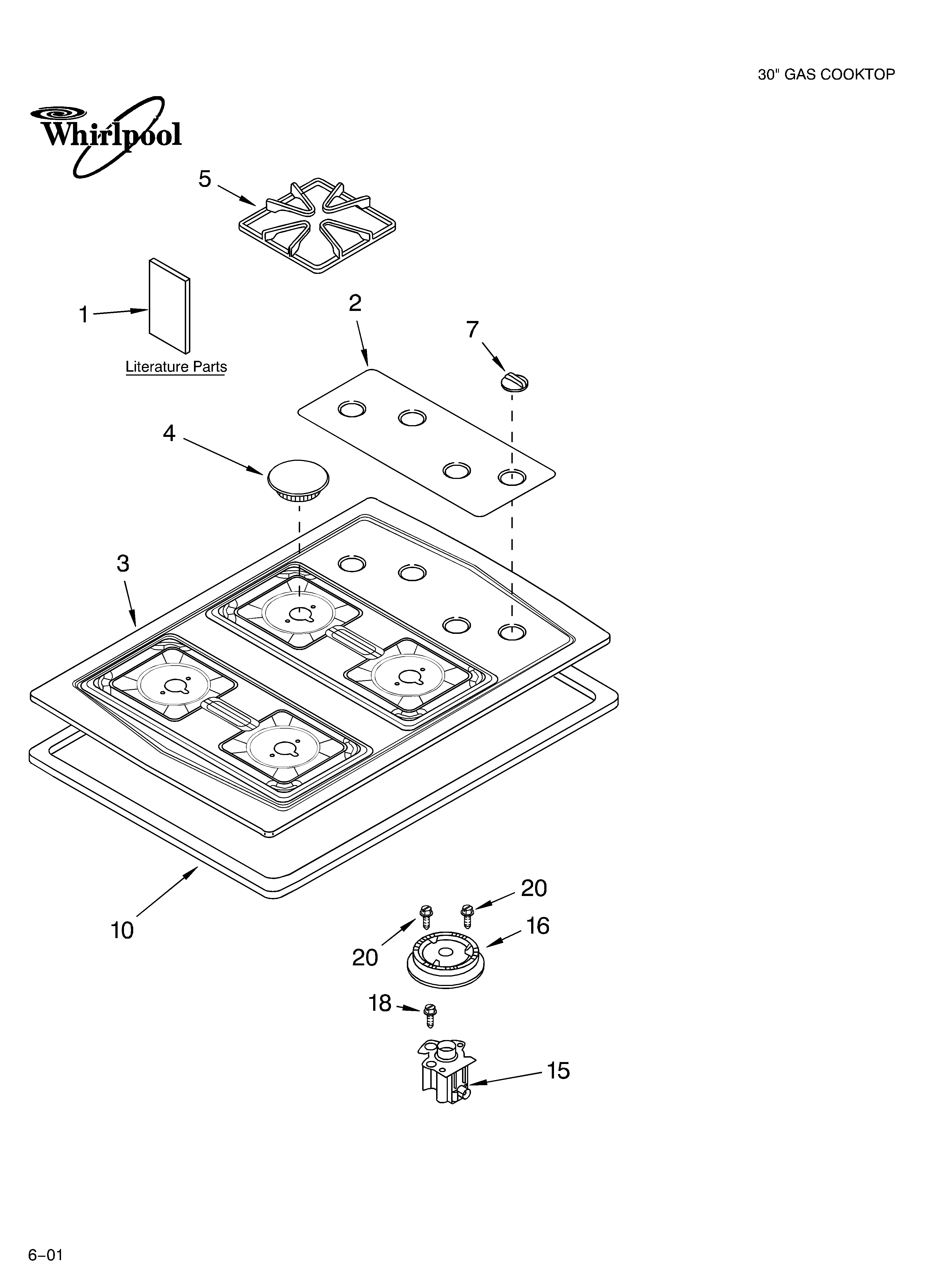 Cooktop, burner,and grate/literature