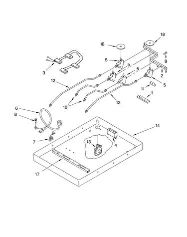Burner box, gas valves, and switches