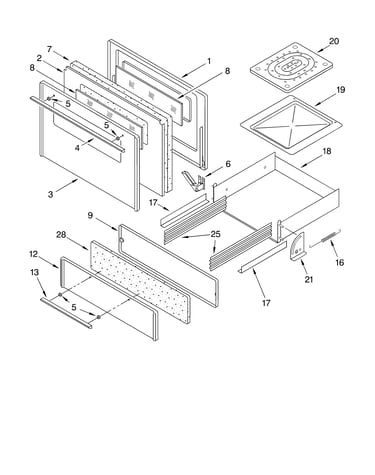 Oven door and broiler