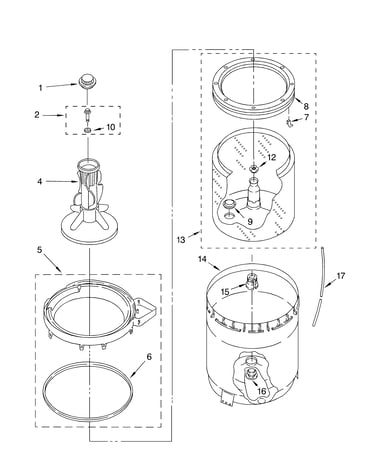 Agitator, basket and tub