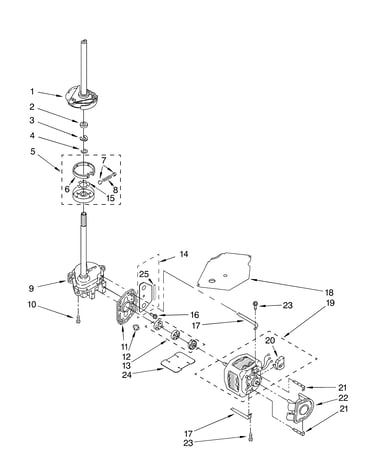Brake, clutch, gearcase, motor and pump