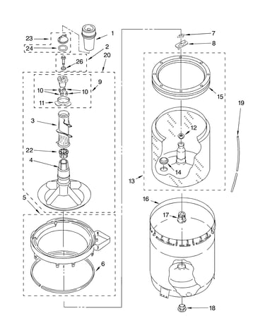 Agitator, basket and tub