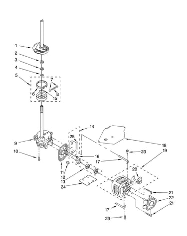 Brake, clutch, gearcase, motor and pump