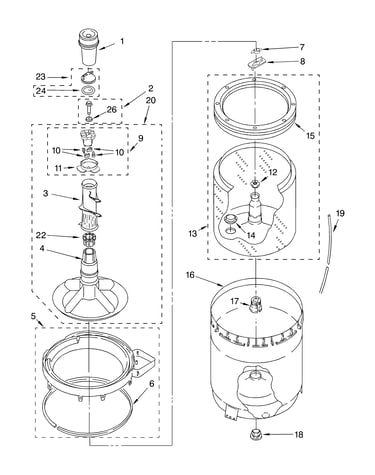 Agitator, basket and tub