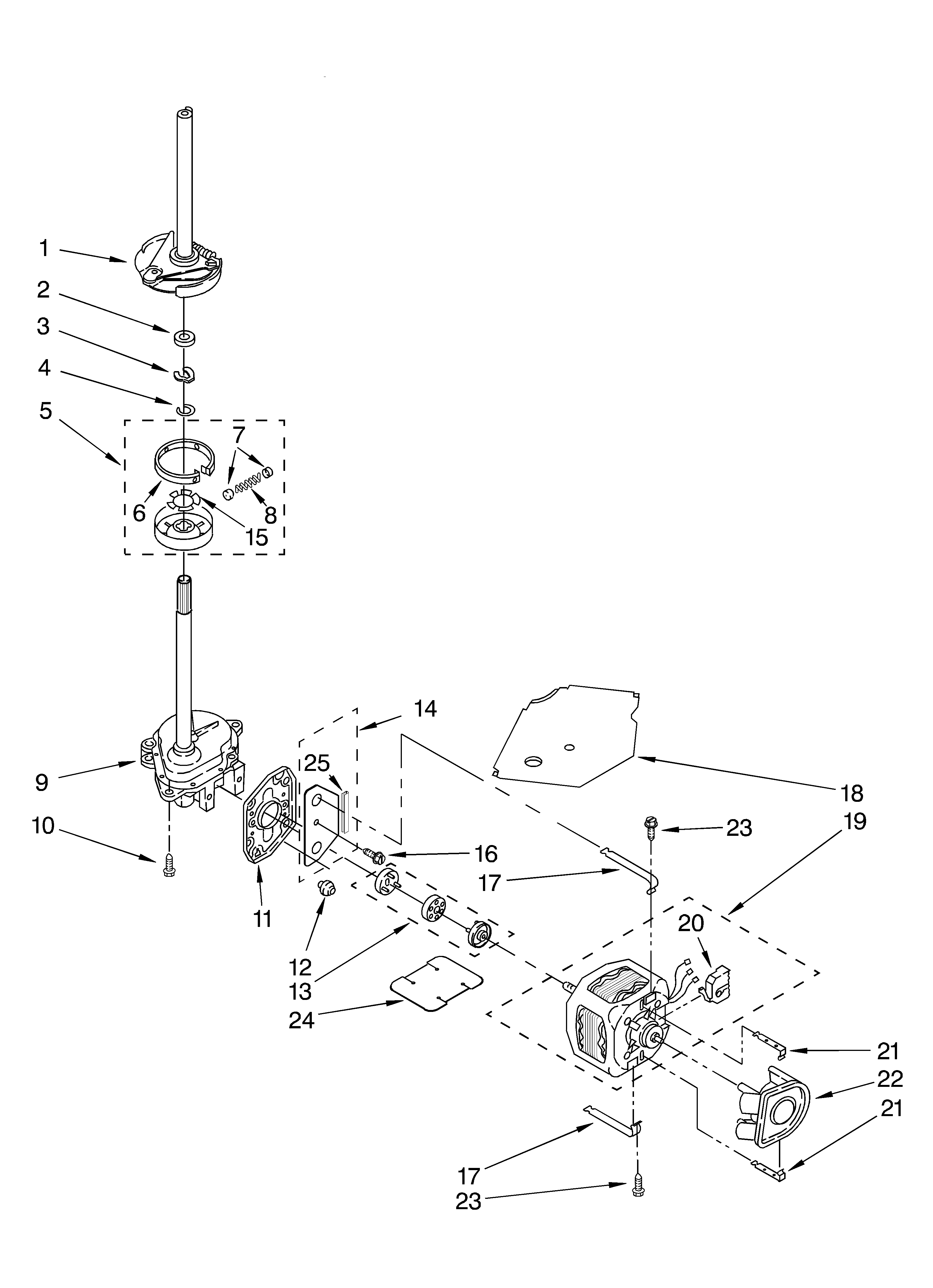 Brake, clutch, gearcase, motor and pump