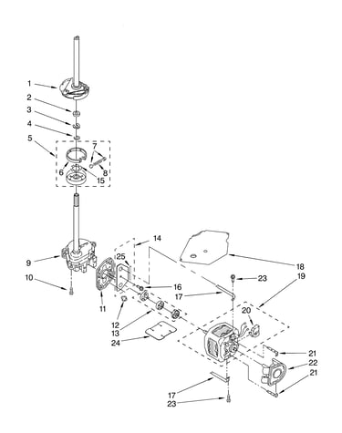 Brake, clutch, gearcase, motor and pump