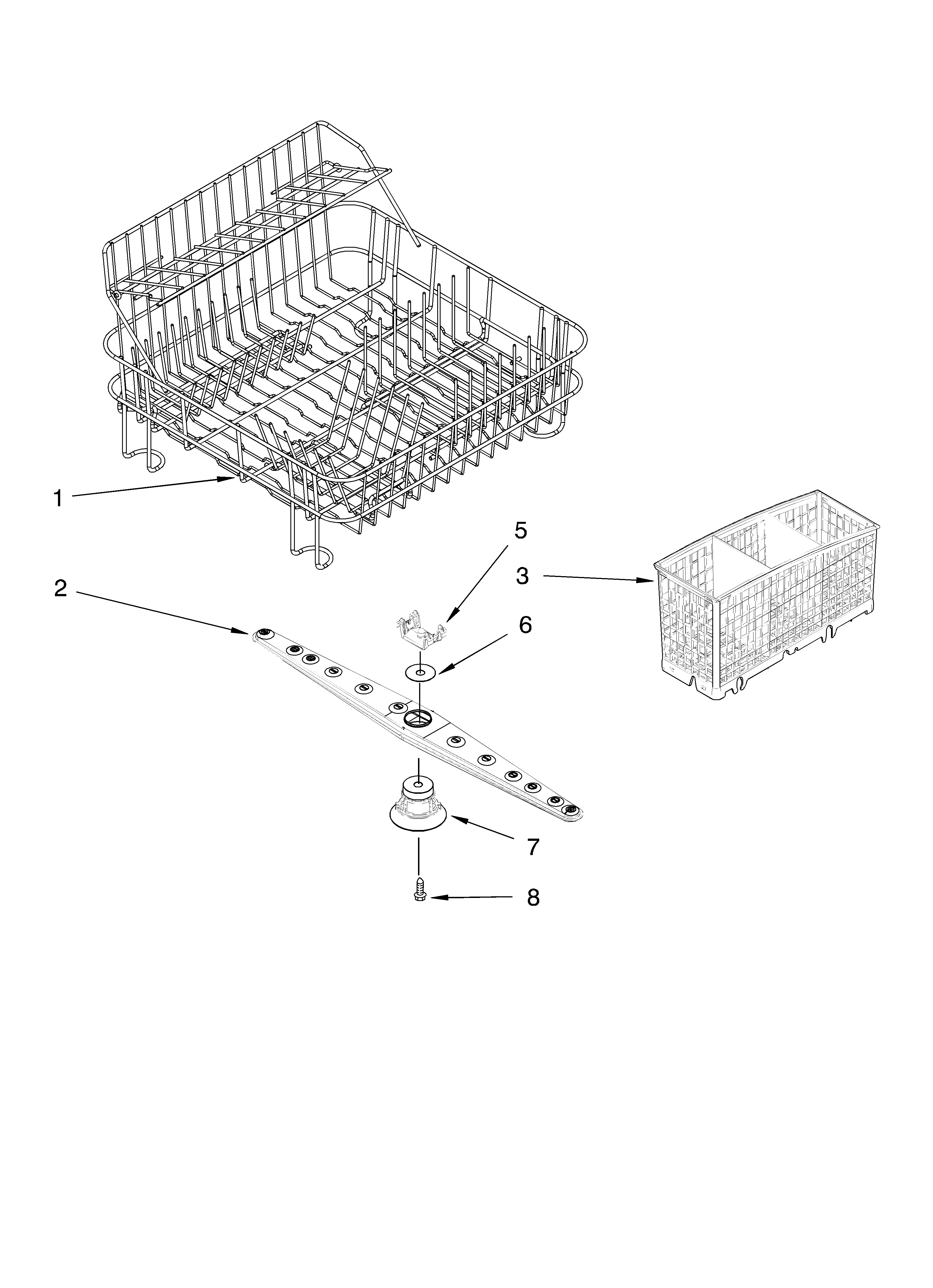 Dishrack and sprayarm