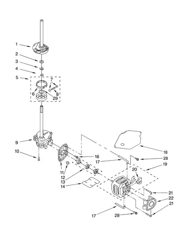 Brake, clutch, gearcase, motor and pump