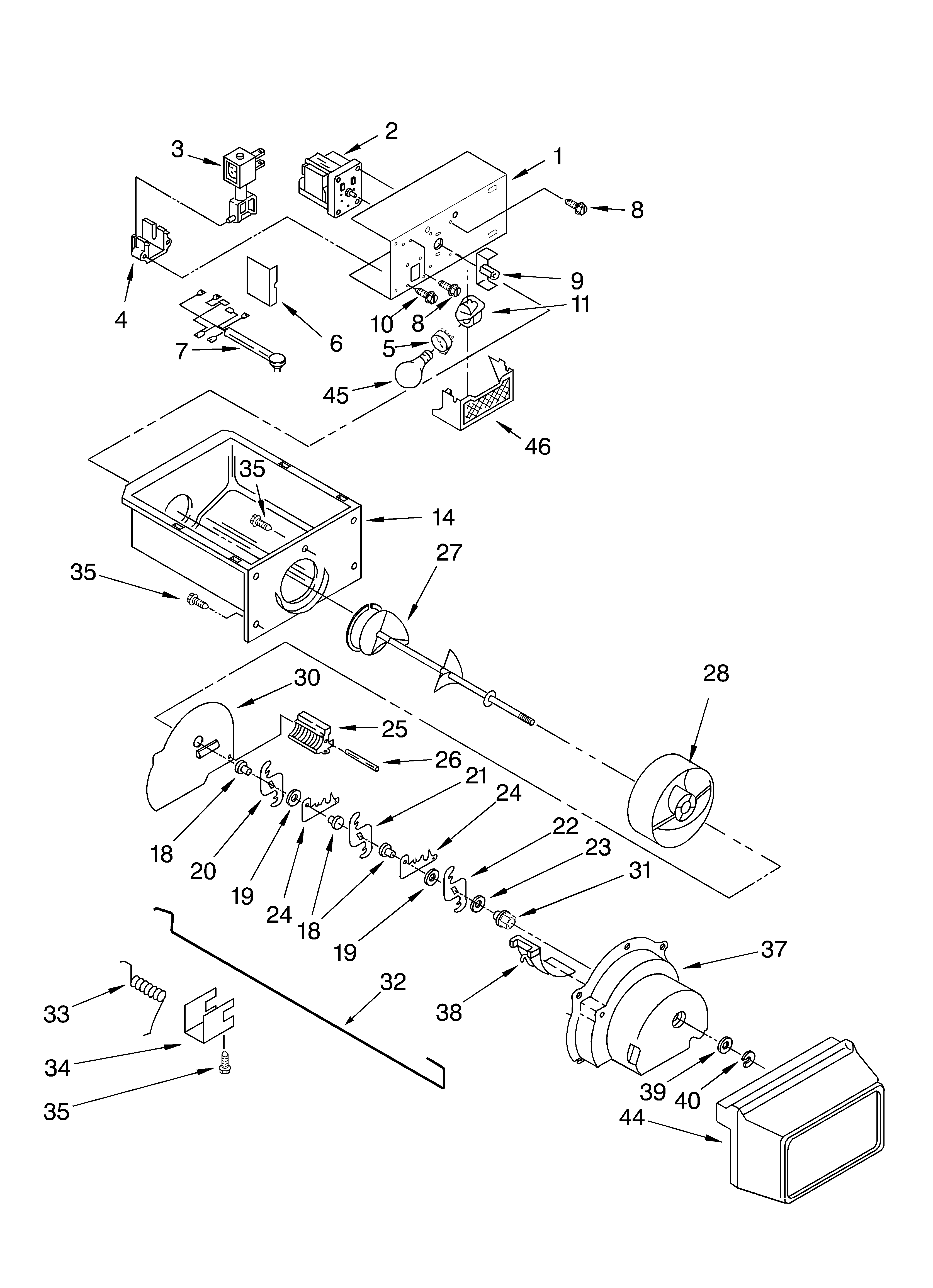 MOTOR AND ICE CONTAINER