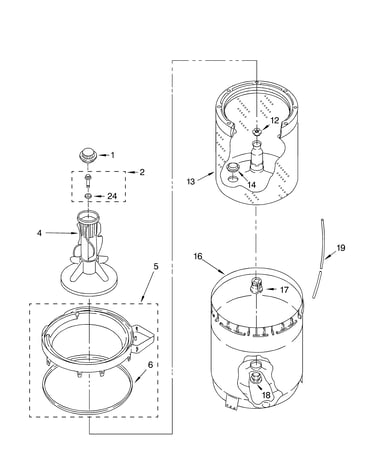 Agitator, basket and tub parts