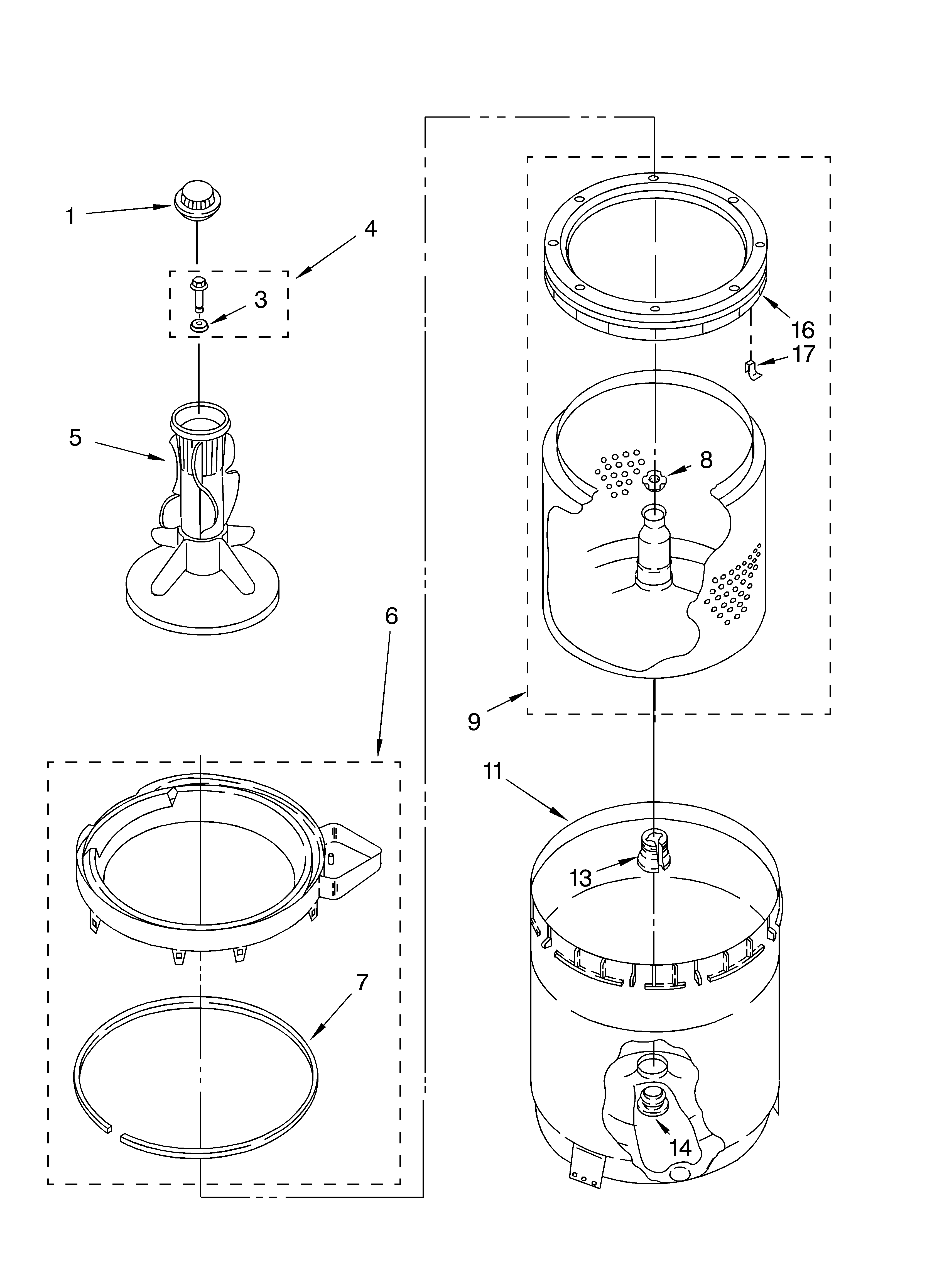 AGITATOR, BASKET AND TUB PARTS