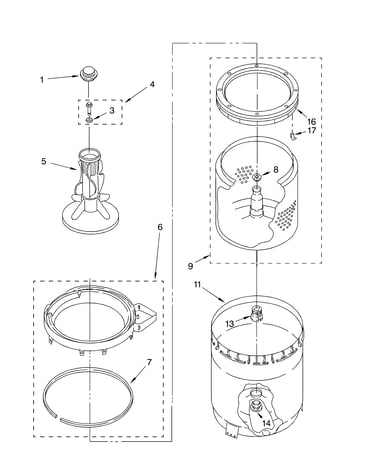 Agitator, basket and tub parts