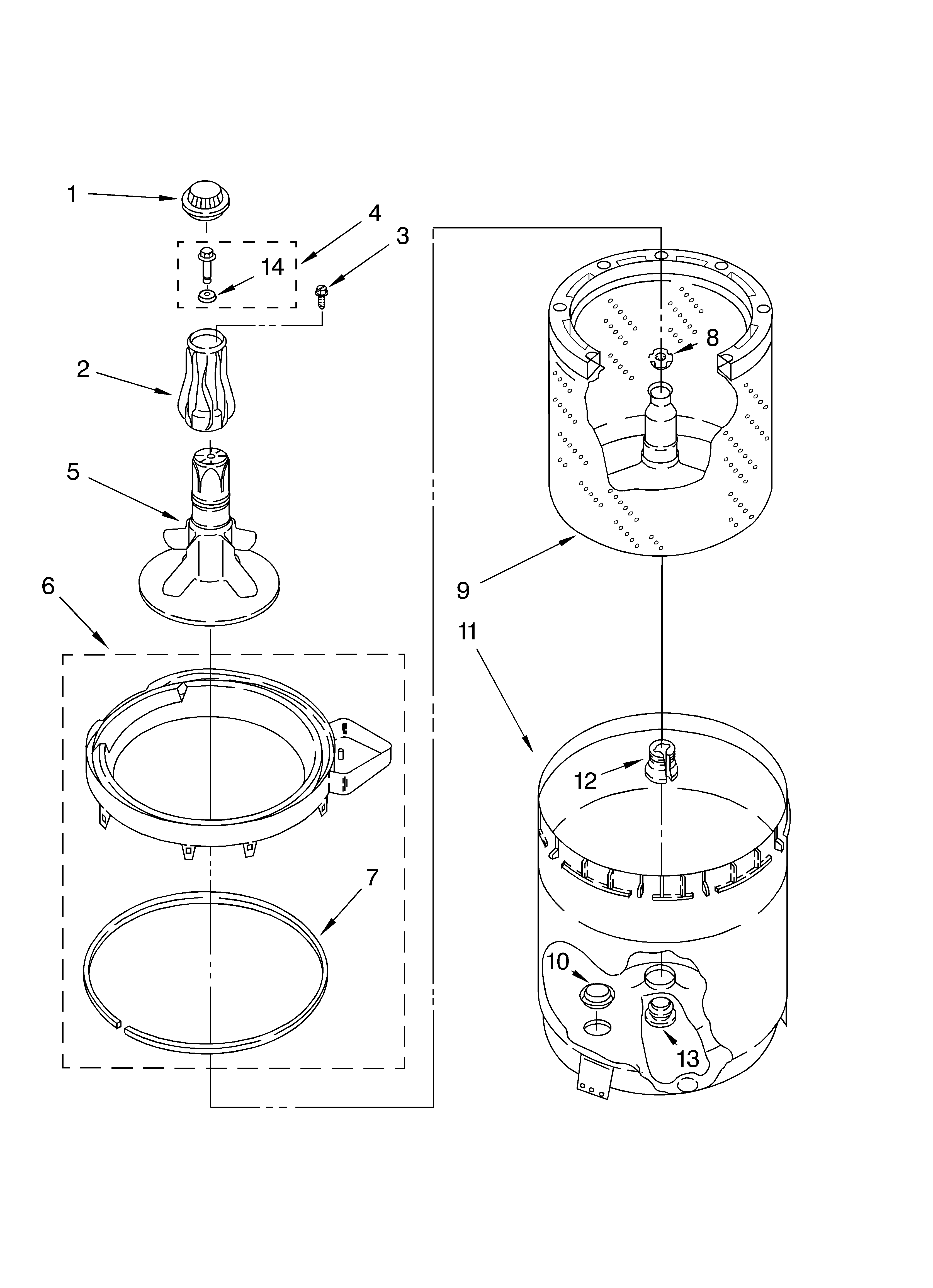 Agitator, basket and tub parts