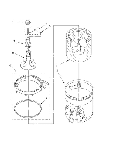 Agitator, basket and tub parts