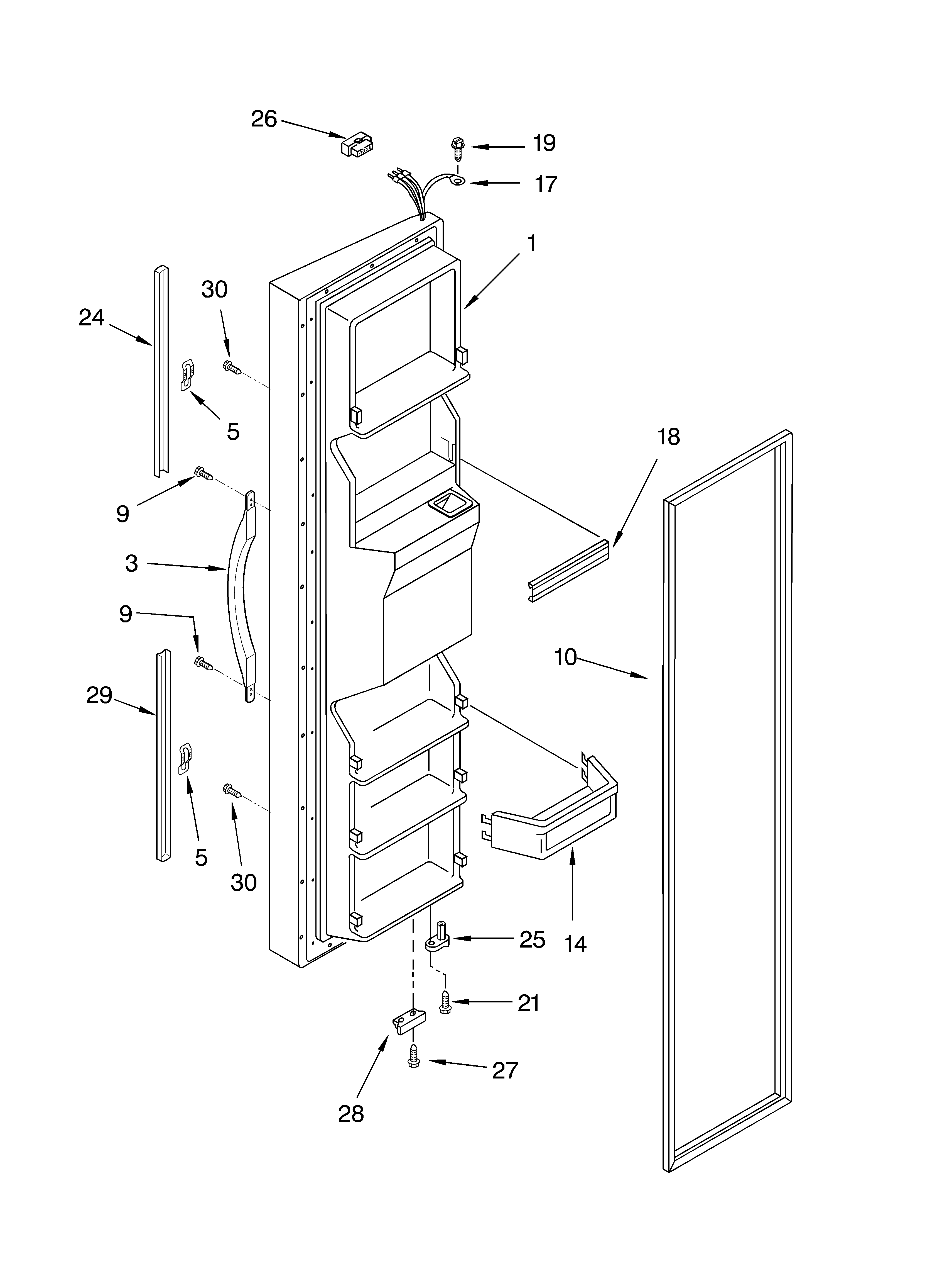 Freezer door parts