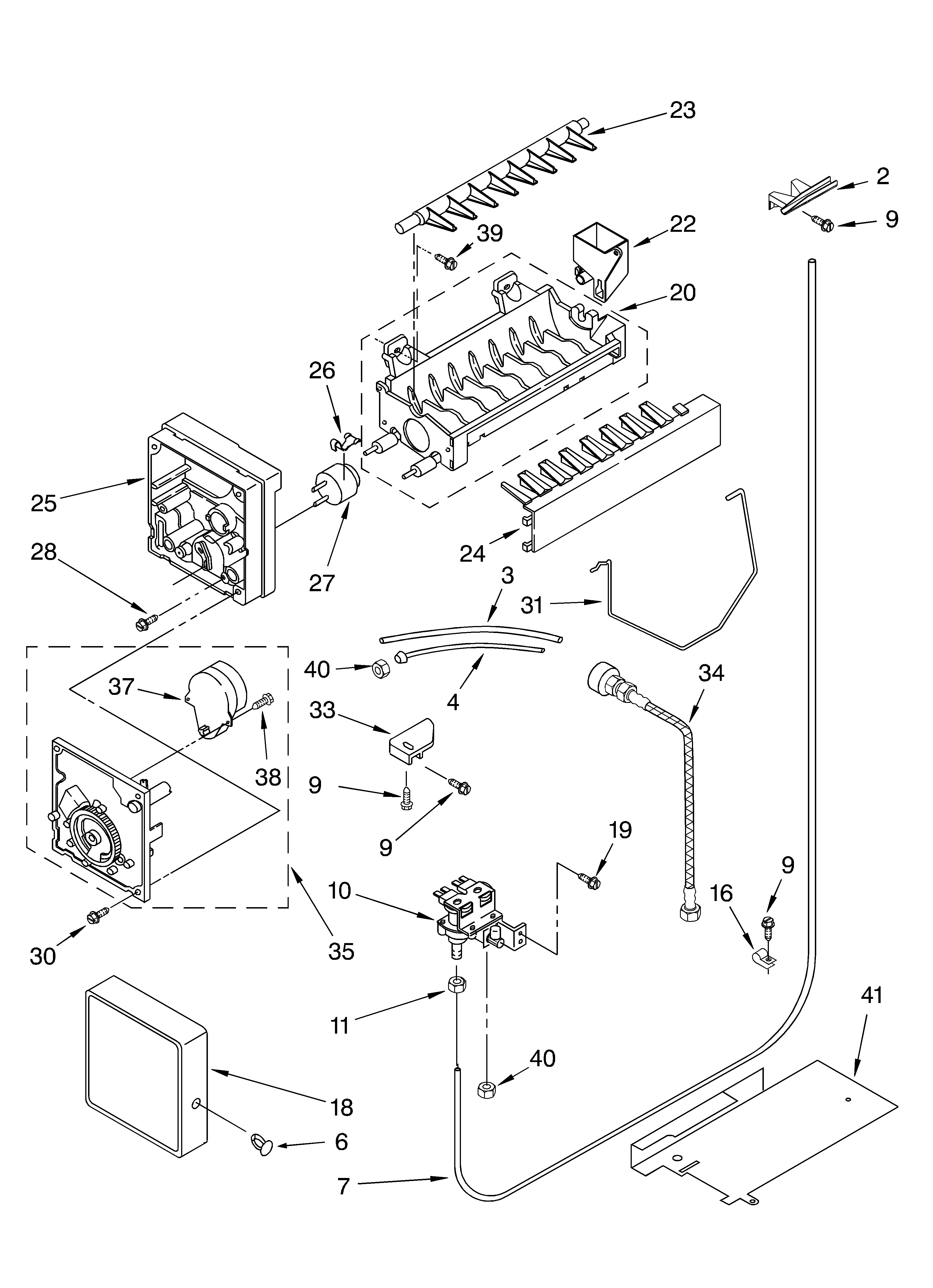 Icemaker parts, parts not illustrated