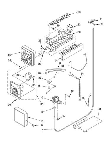 Icemaker parts, parts not illustrated
