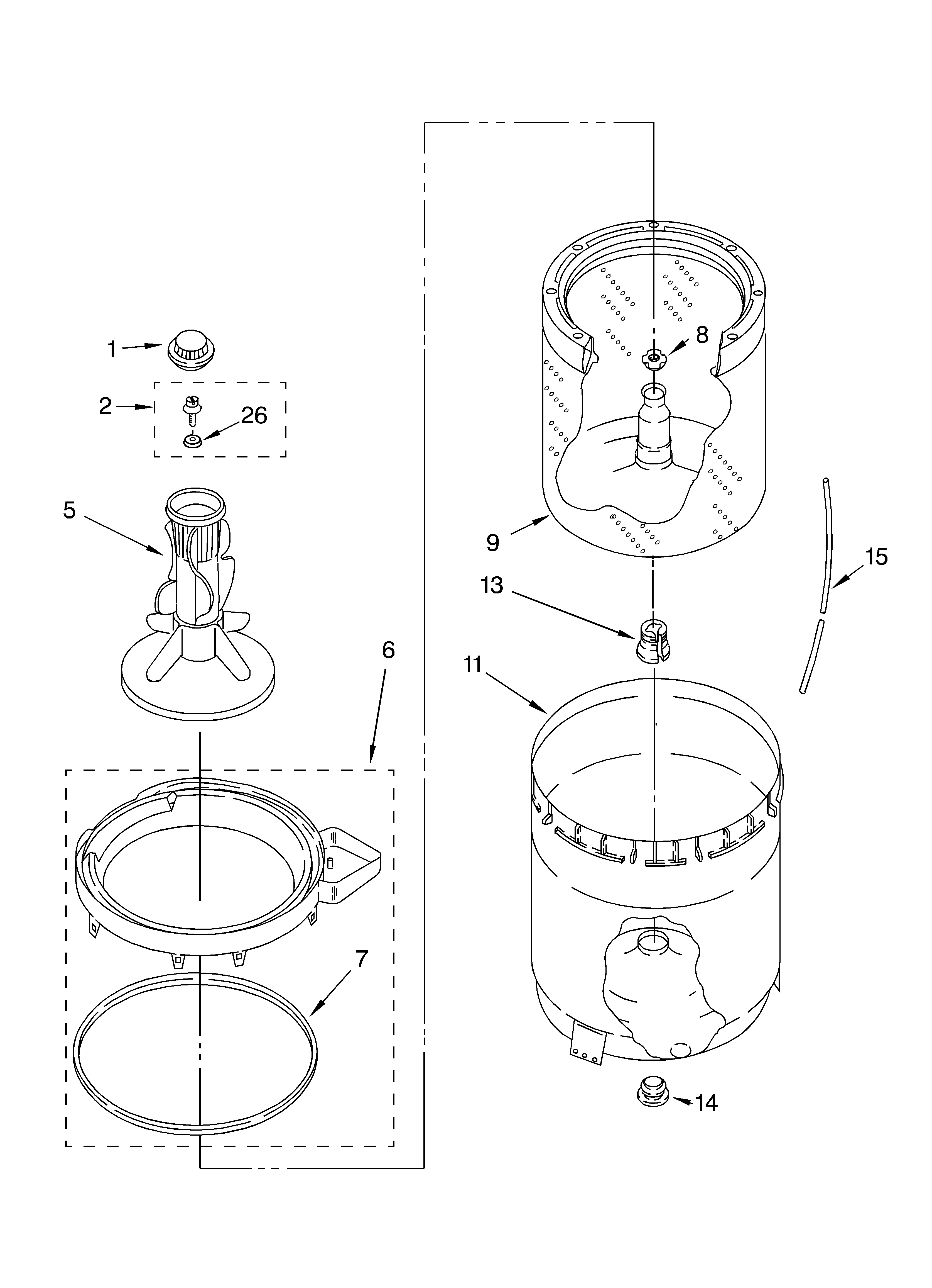 Agitator, basket and tub parts