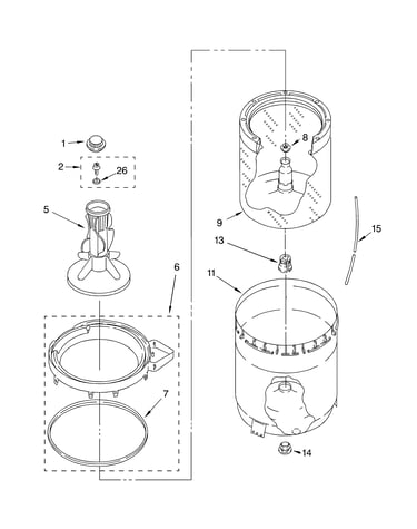 Agitator, basket and tub parts