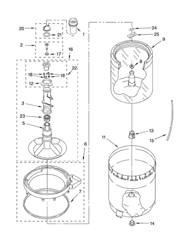 Agitator, basket and tub parts