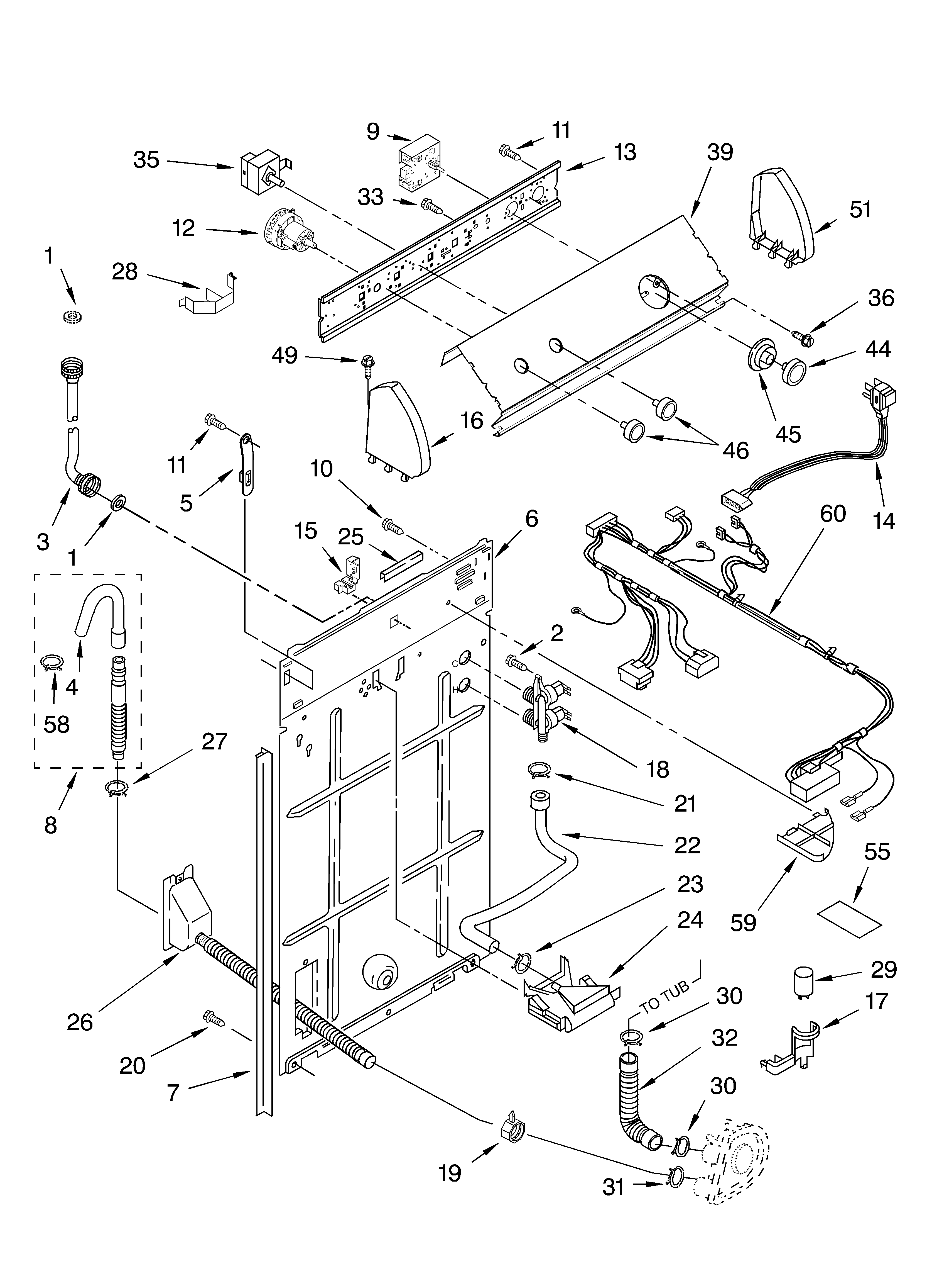 Controls and rear panel parts