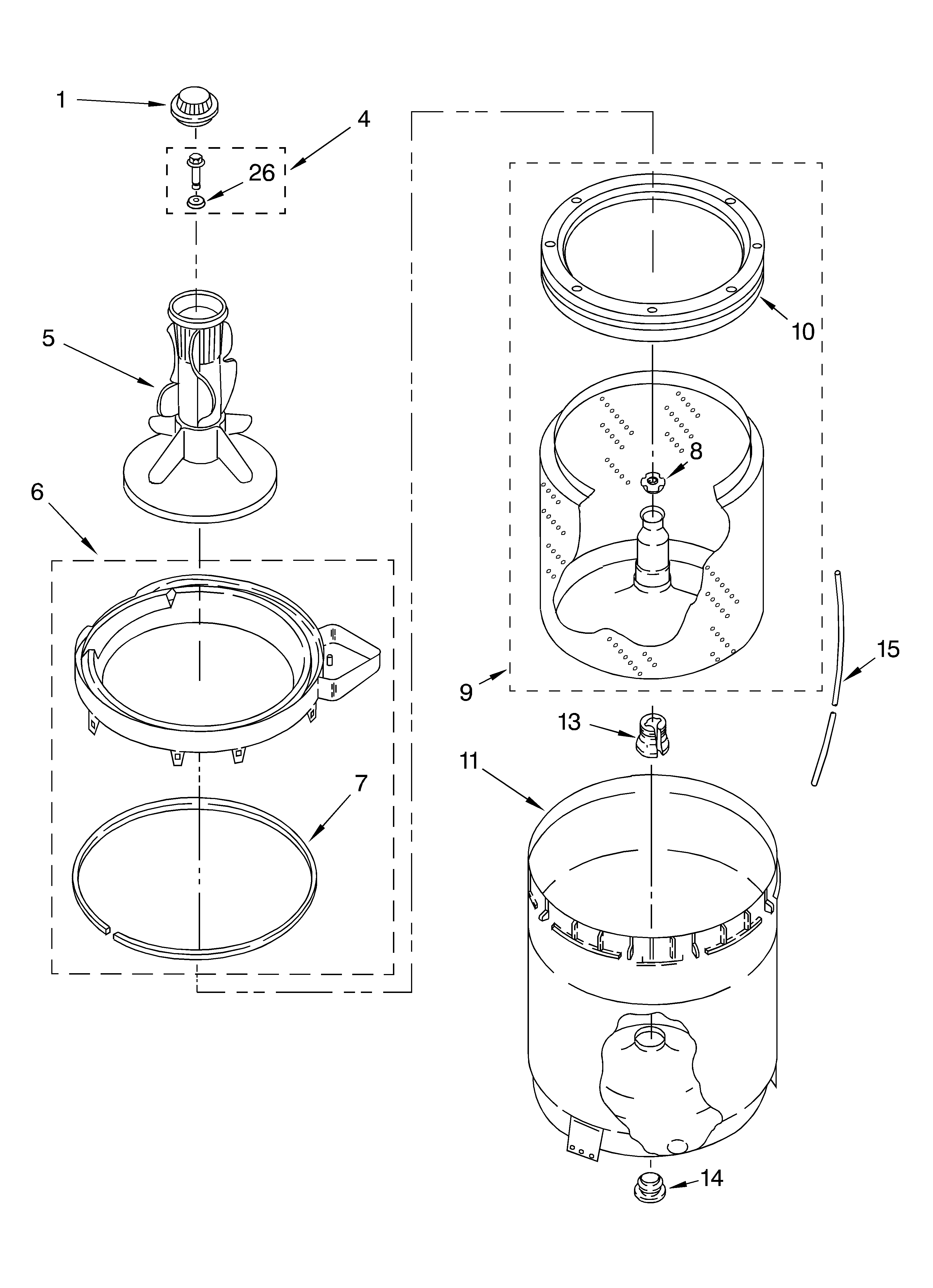 Agitator, basket and tub parts