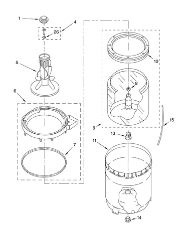 Agitator, basket and tub parts