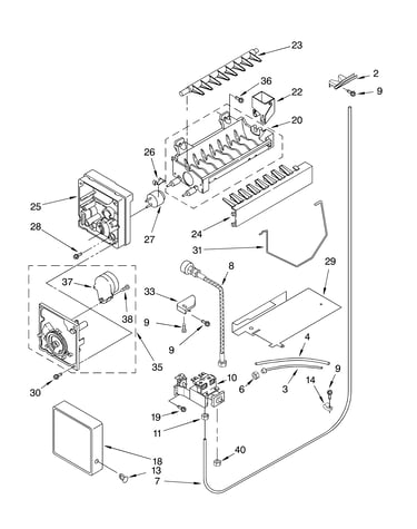Icemaker parts, parts not illustrated