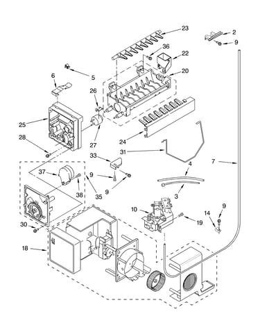 Icemaker parts, parts not illustrated