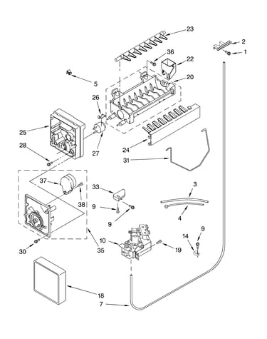 Icemaker parts, parts not illustrated
