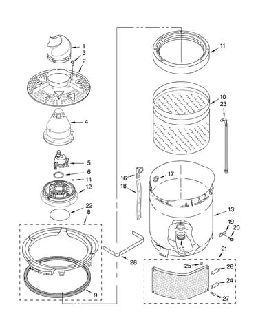Washplate, basket and tub parts
