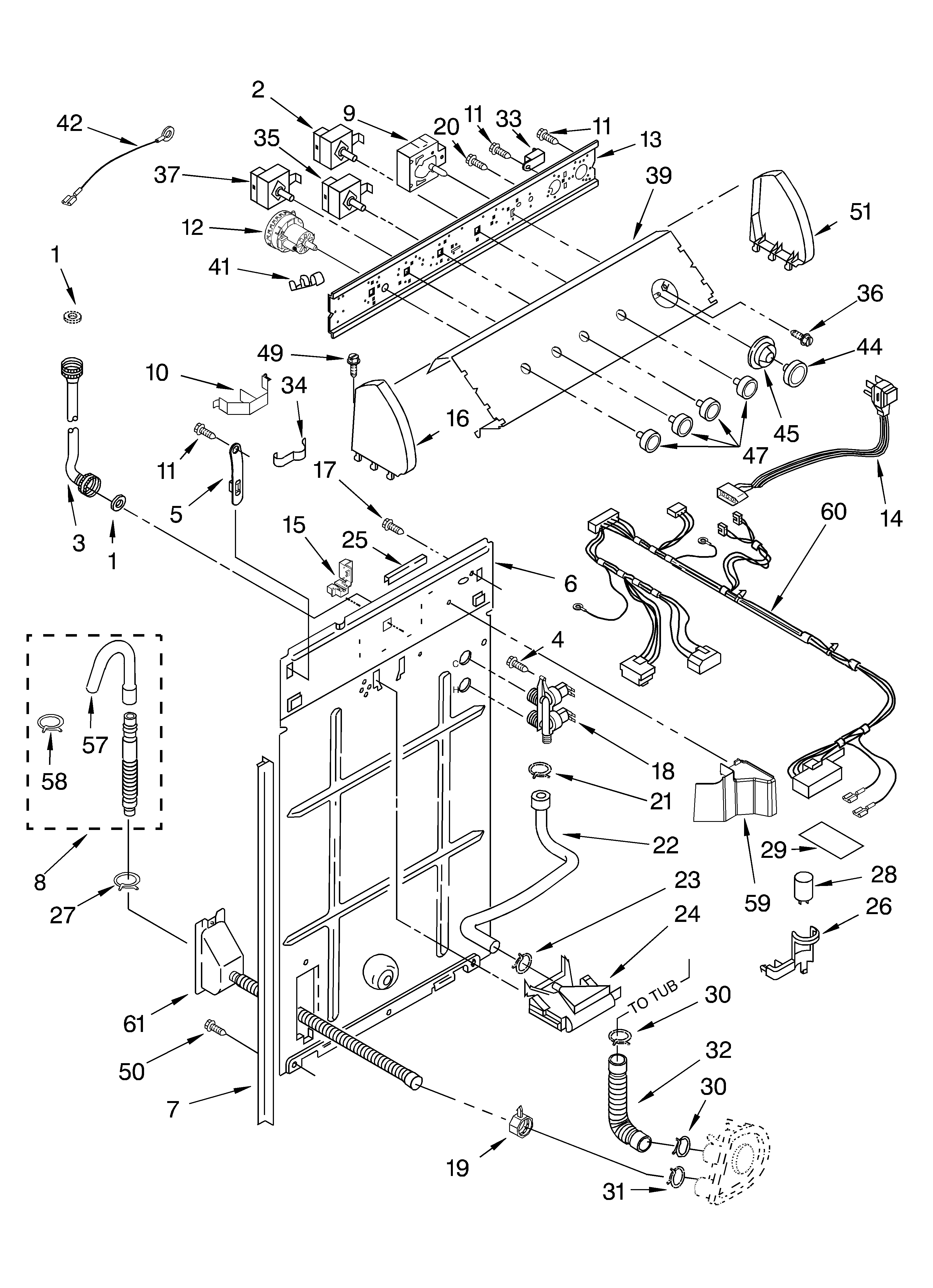 Controls and rear panel parts