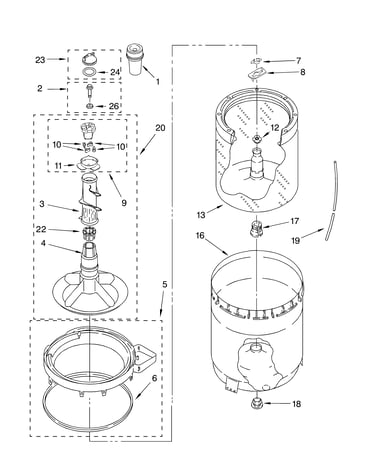 Agitator, basket and tub parts