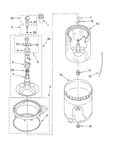 Agitator, basket and tub parts