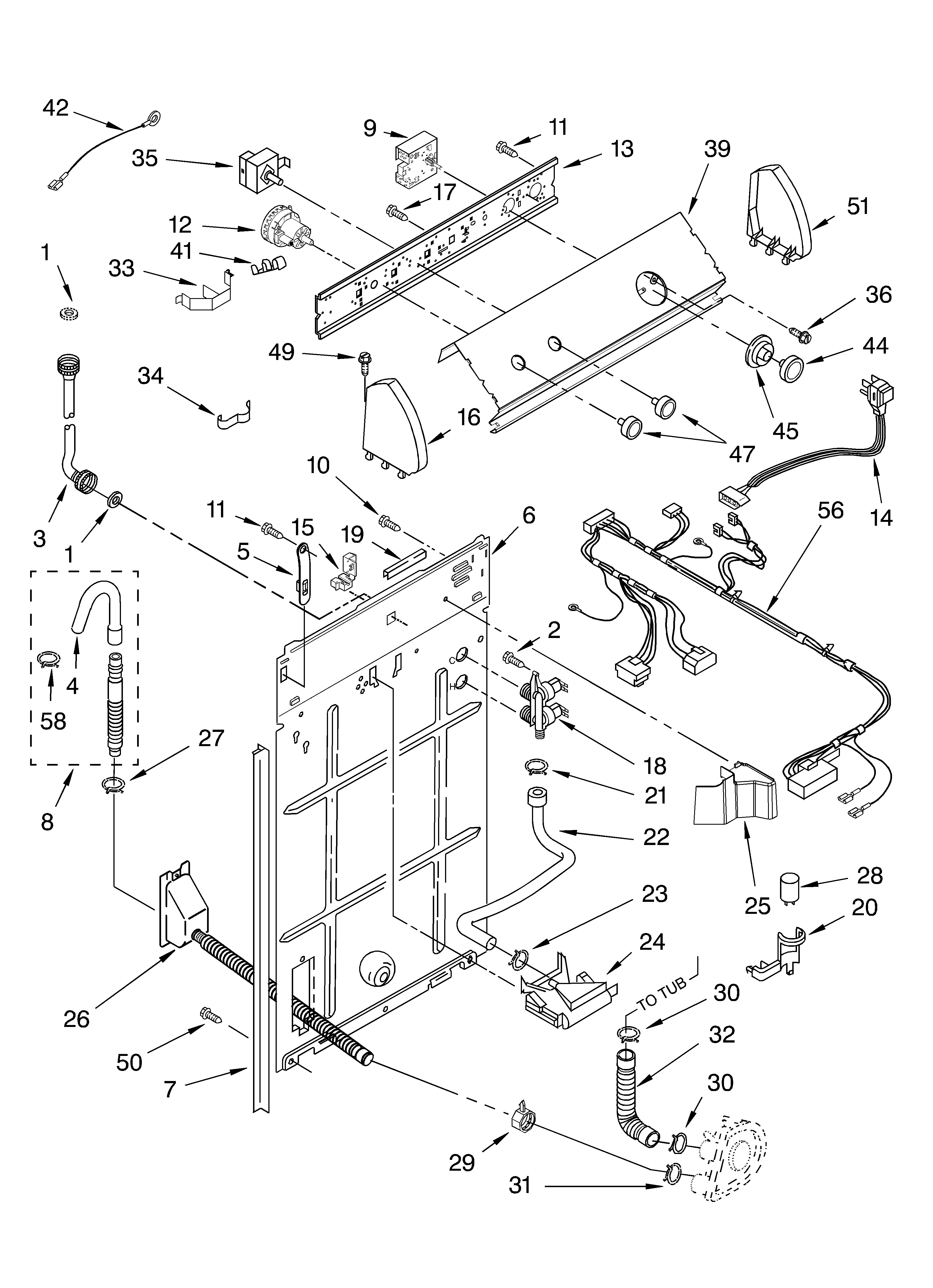 Control and rear panel parts