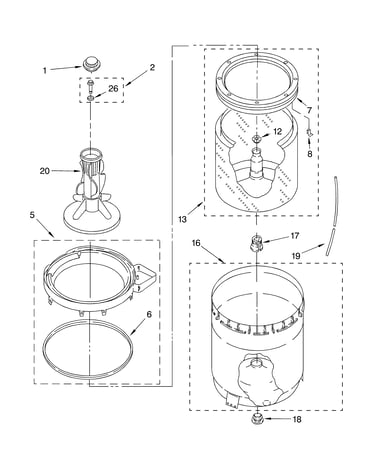 Agitator, basket and tub parts