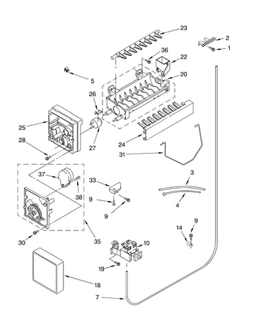 Icemaker parts, parts not illustrated