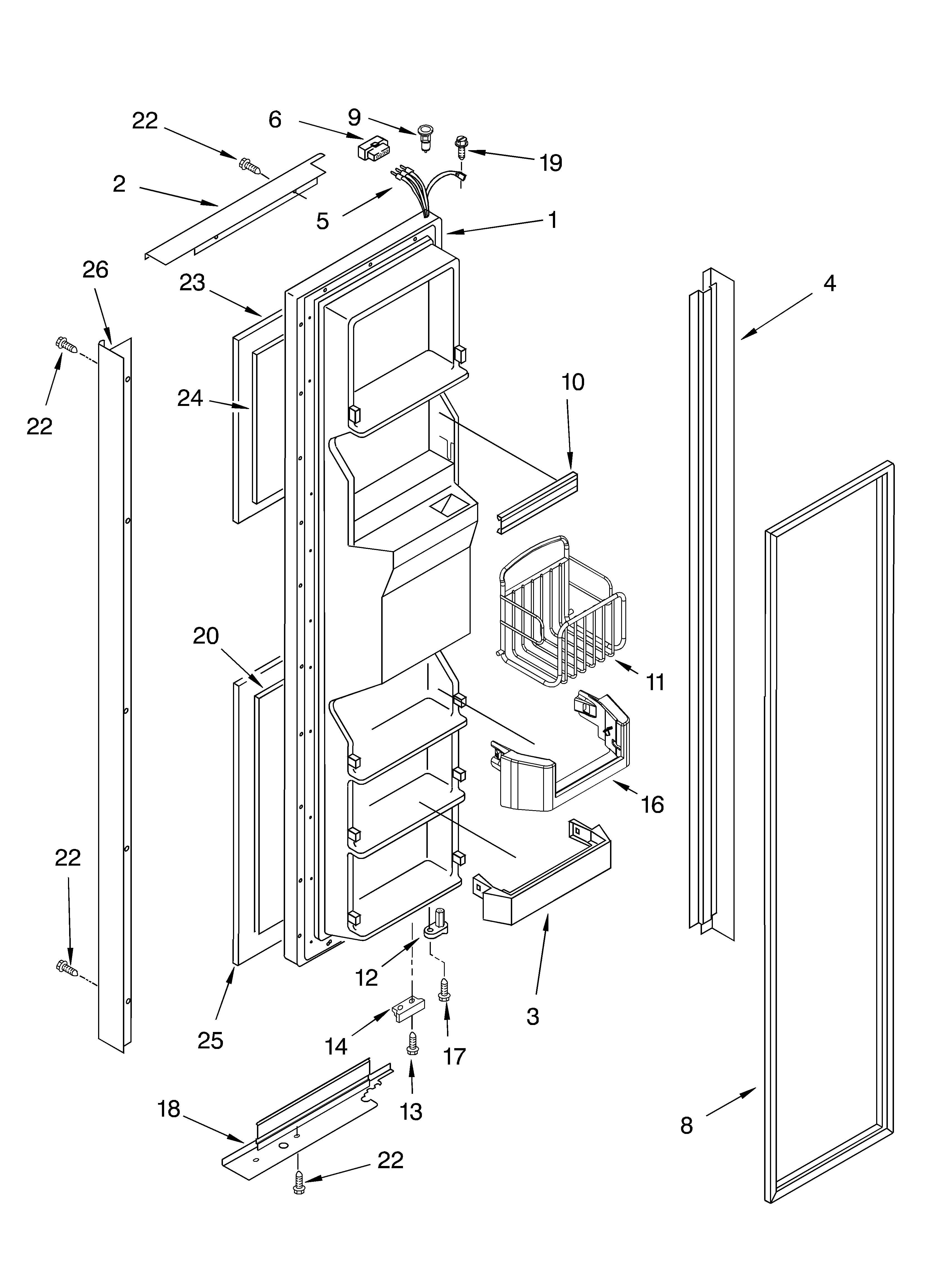 Freezer door parts