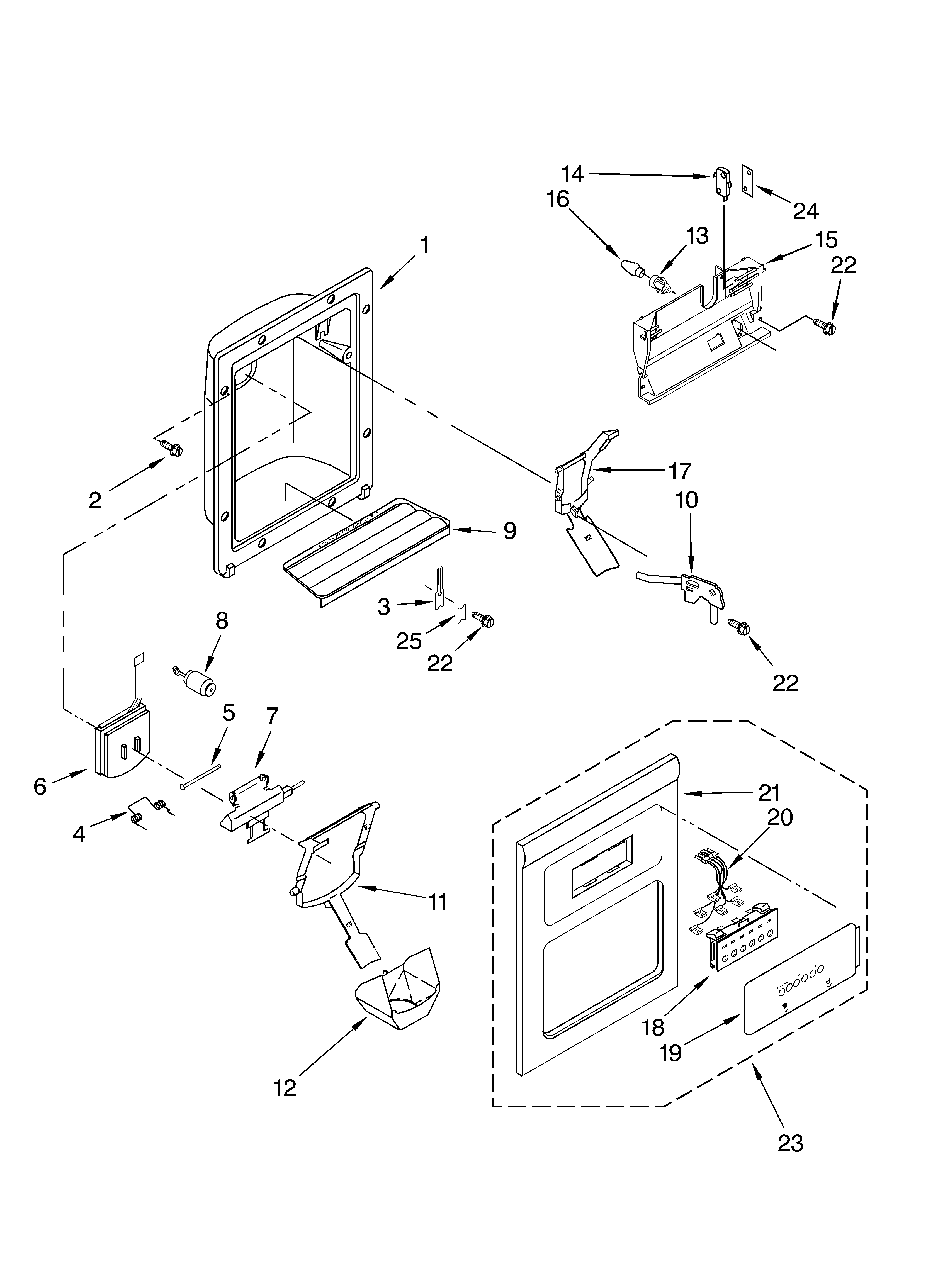 Dispenser front parts