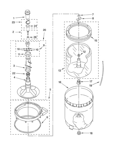 Agitator, basket and tub parts