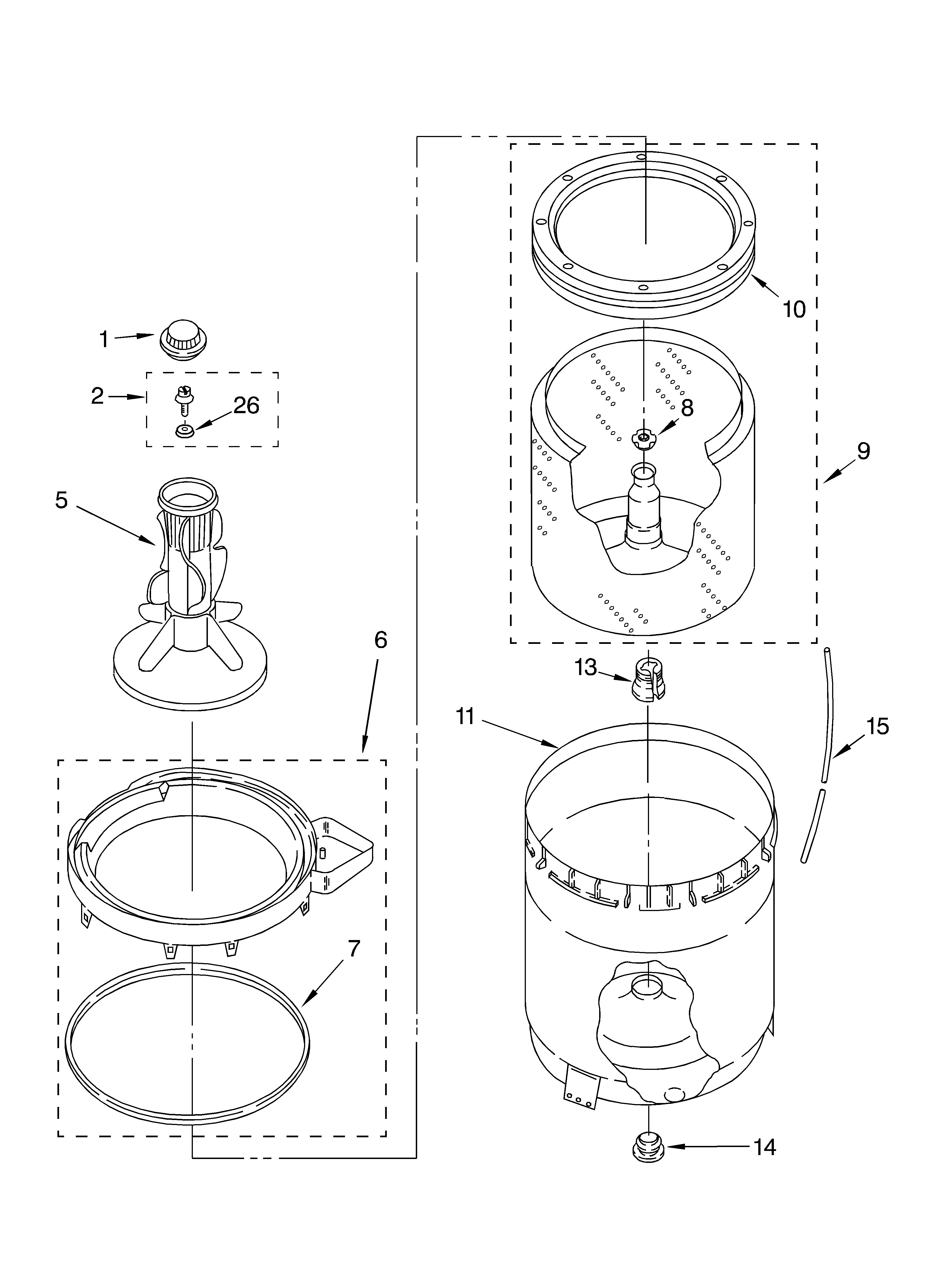 Agitator, basket and tub parts