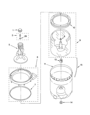 Agitator, basket and tub parts