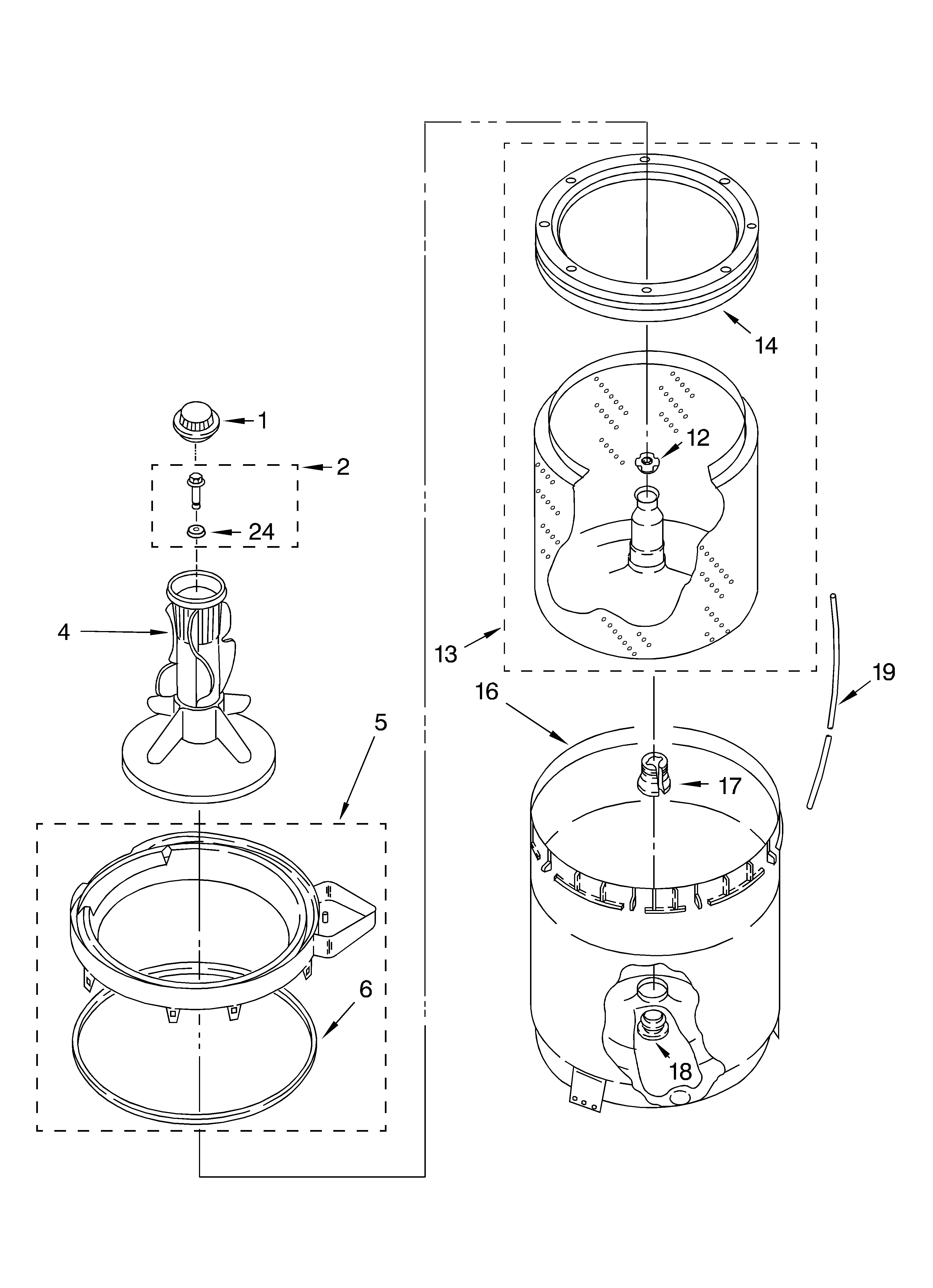 Agitator, basket and tub parts