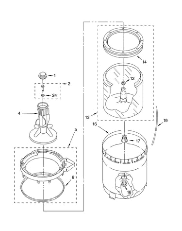 Agitator, basket and tub parts