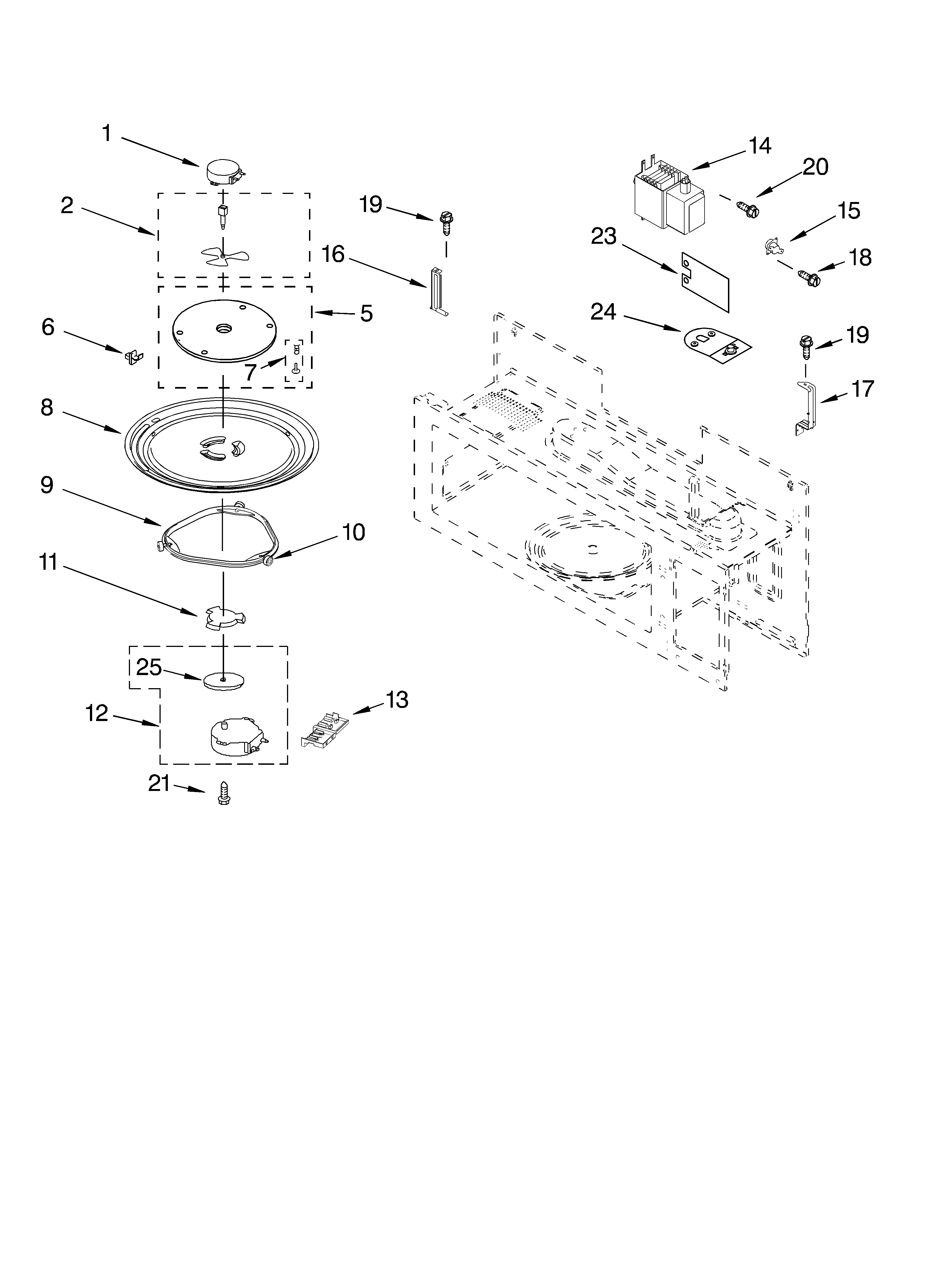 Magnetron and turntable parts