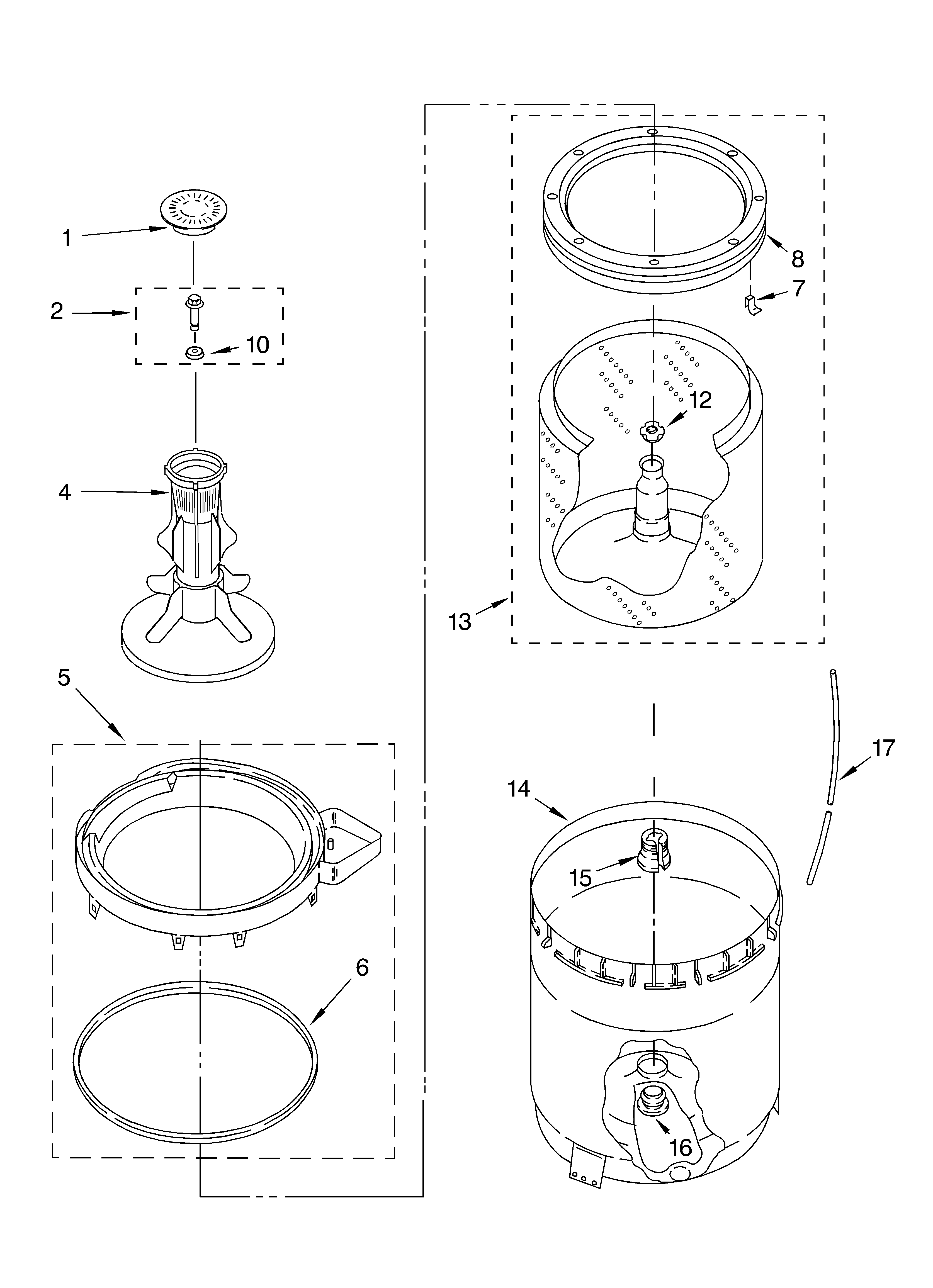 Agitator, basket and tub parts