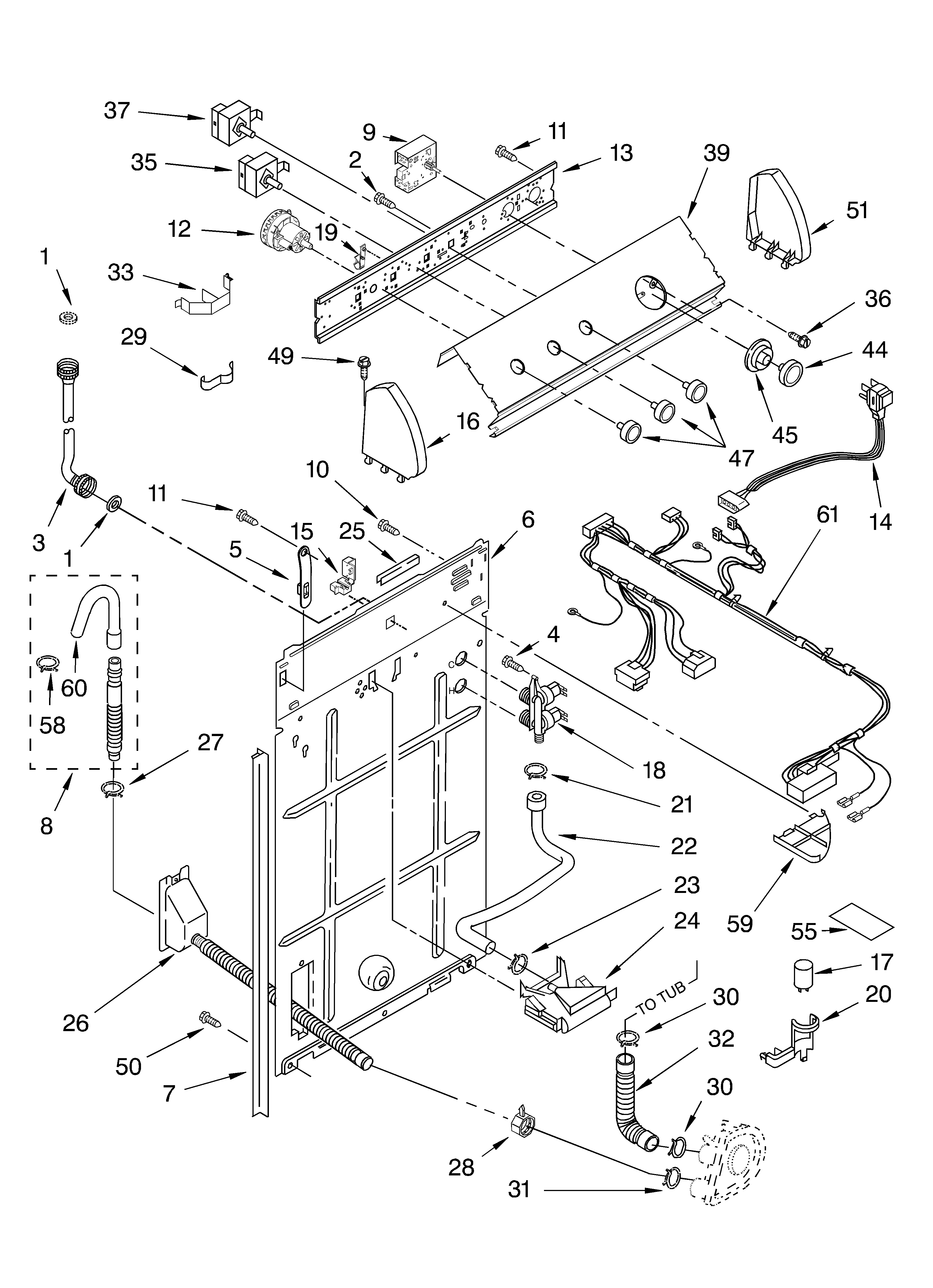 Controls and rear panel parts