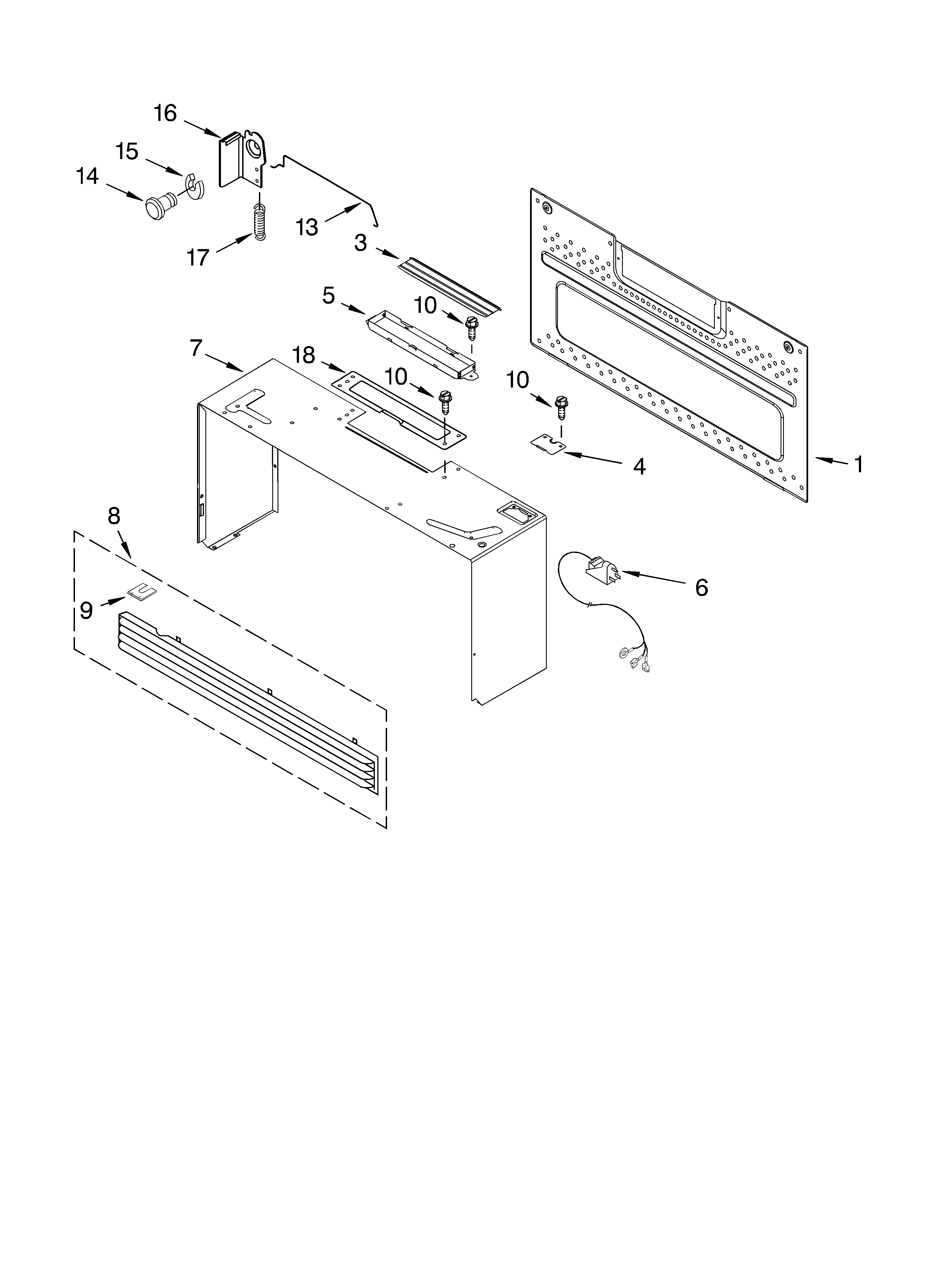 Cabinet and installation parts