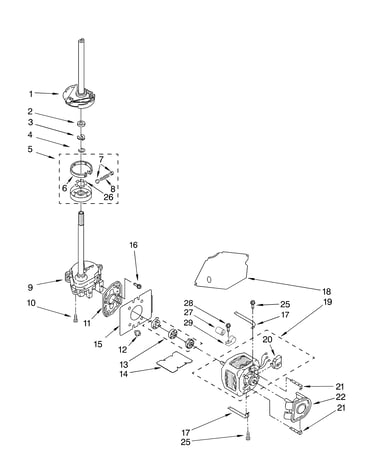 Brake, clutch, gearcase, motor and pump parts